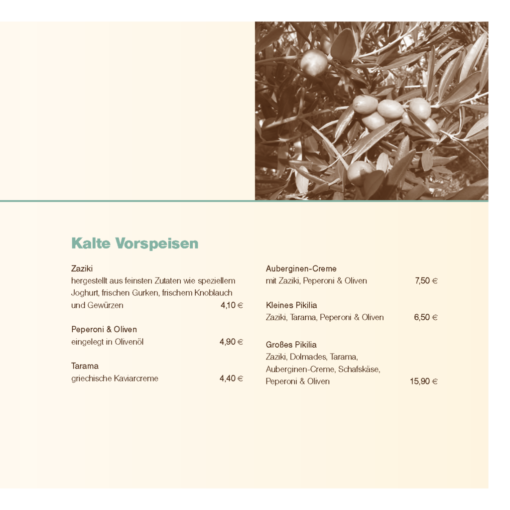 Kalte Vorspeisen der Taverna Tipota – Zaziki, Peperoni & Oliven, Tarama und mehr