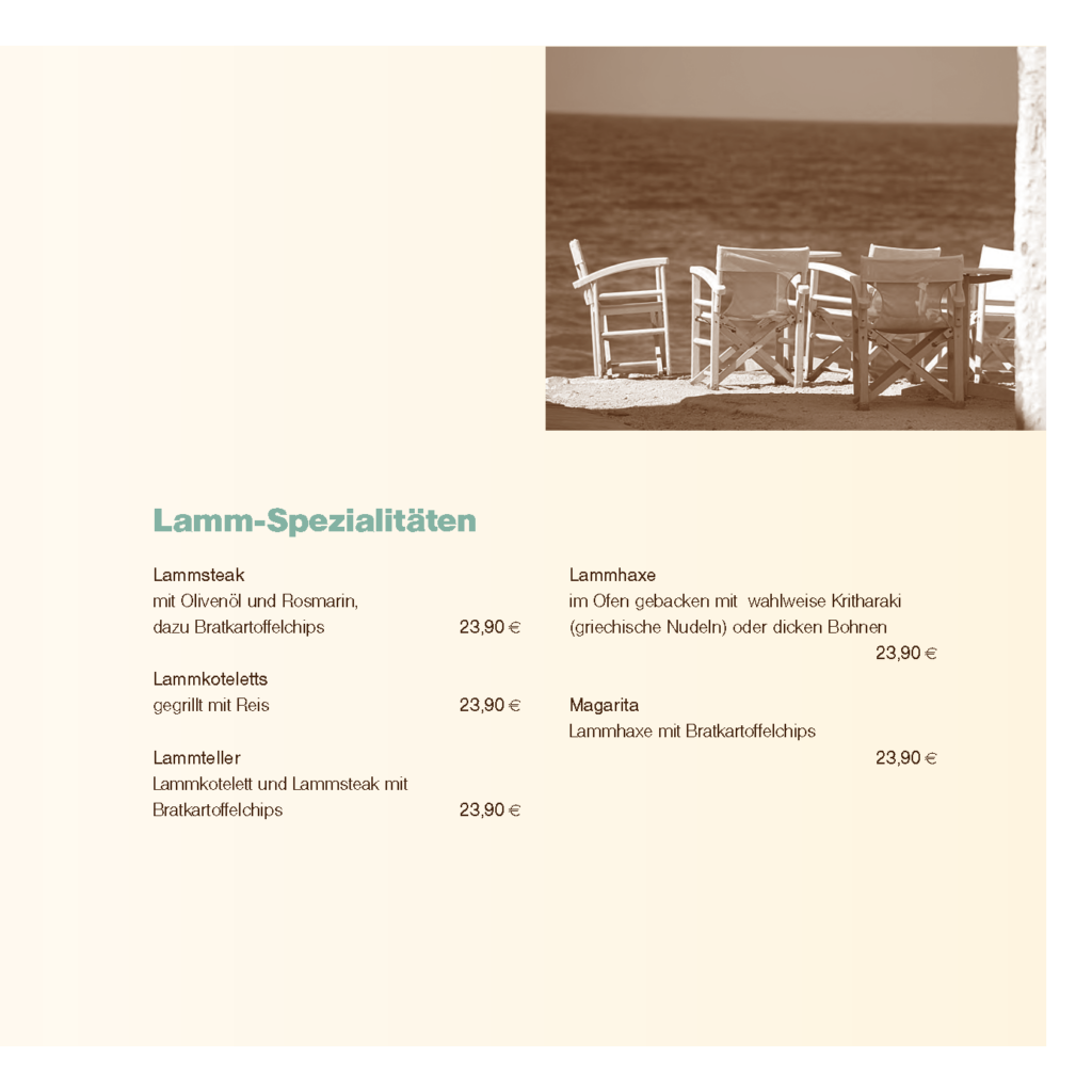 Griechische Lamm-Spezialitäten – Lammsteak, Lammkoteletts und Lammhaxe